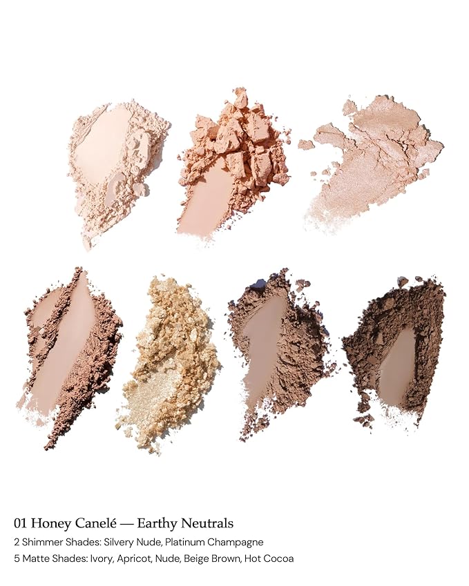 Flower Knows Strawberry Cupid Makeup Palette,Neutral Face Makeup with 5 Matte + 2 Shimmer Shades,Blendable Smooth Cute All- In-One Make Up Palette,0.49 Oz(01 Honey Canele)