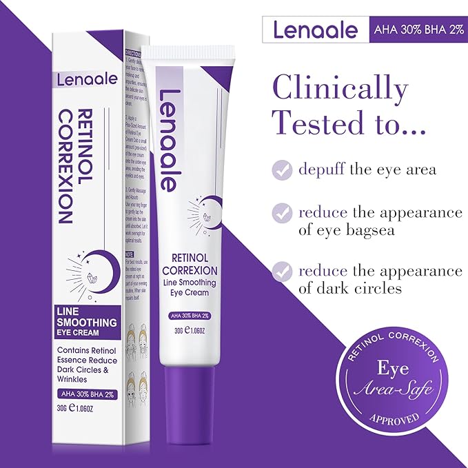 Eye Cream, Retinol Eye Cream for Dark Circles, Puffiness Anti Aging, With Hyaluronic Acid, Peptides, Caffeine Reduces Bags, Smooths Wrinkles & Fine Lines, Dark Circles Under Eye Treatment, 2Pack