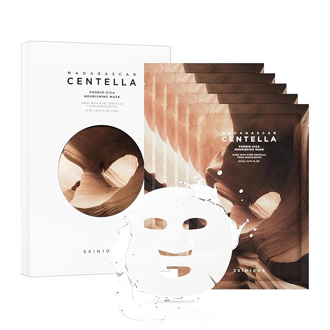 SKIN1004 Madagascar Centella Probio-Cica Nourishing Mask, Face Masks Skincare for Skin Barrier Repair, Deeply Hydrating Facial Mask for Nourishing & Elasticity, Korean Skin Care, 0.84 oz / 23ml * 5ea