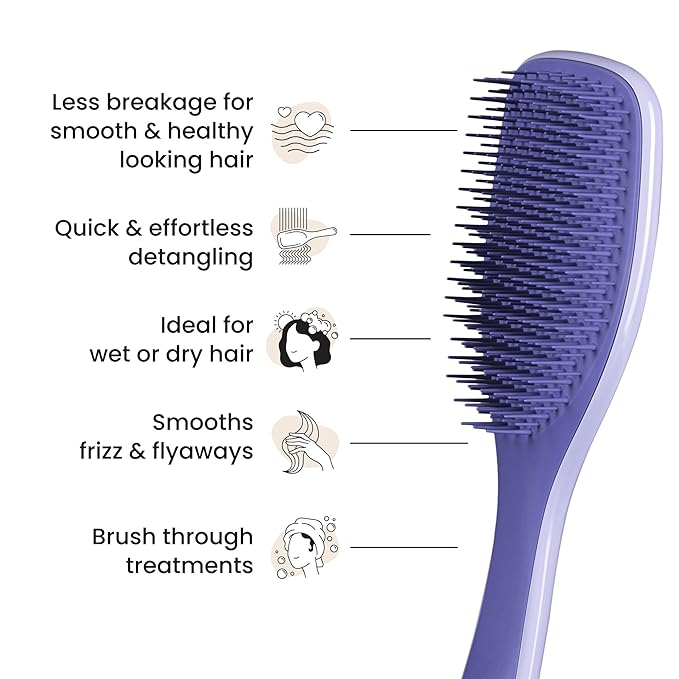 Tangle Teezer ザ・アルティメットディタングラー ブラシ ウェット＆ドライヘア用、絡まりを解消し、ダメージを軽減 ストレートからウェーブヘアに、Amazon限定 ライラックパープル