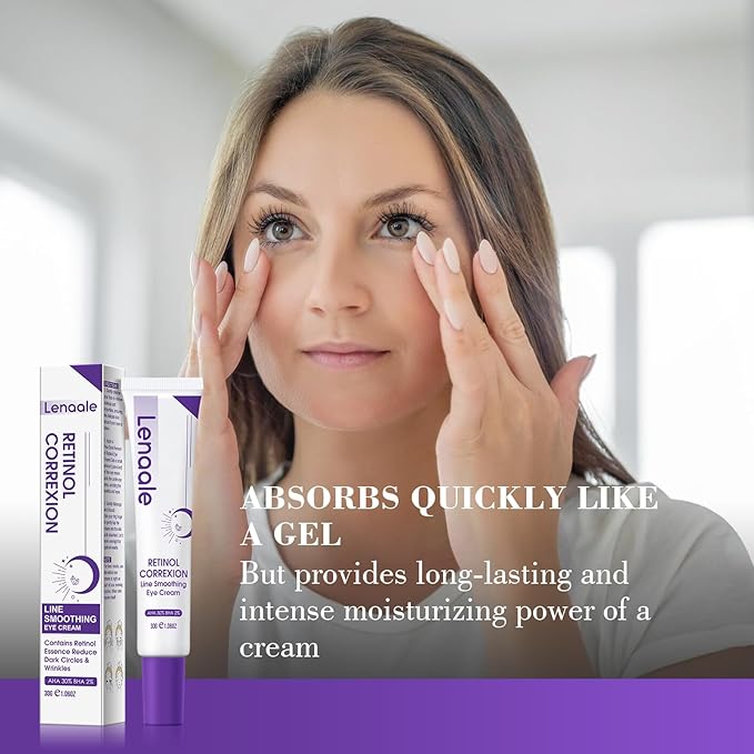 Eye Cream, Retinol Eye Cream for Dark Circles, Puffiness Anti Aging, With Hyaluronic Acid, Peptides, Caffeine Reduces Bags, Smooths Wrinkles & Fine Lines, Dark Circles Under Eye Treatment, 2Pack