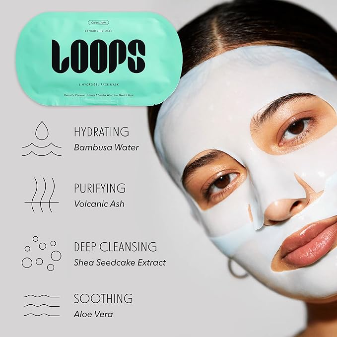 LOOPS バラエティ ループキット - あらゆる肌の瞬間に最適なハイドロゲルフェイスマスク - ループ フェイスマスク - 保湿、デトックス、修復、鎮静、若返り用マスク5枚 - 全ての肌タイプ、5個入り