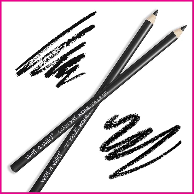 wet n wild Color Icon Kohl Eyeliner Pencil - Rich Hyper-Pigmented Color, Smooth Creamy Application, Long-Wearing Matte Finish Versatility, Cruelty-Free - Baby's Got Black (Pack of 5)