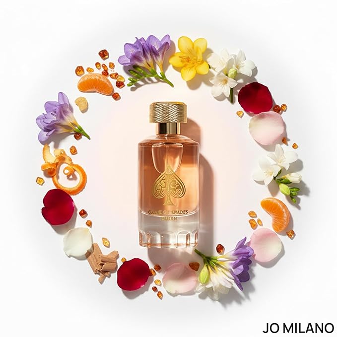 Jo Milano ゲームオブスペード クイーン オードパルファム スプレー | 3.4オンス (100ml) | アンバー、ローズ、フローラル、ウード、ムスクの香り | 女性用 長時間持続フレグランス