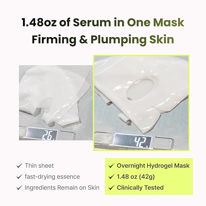 PO:DL Hyaluronic Hydrogel Mask with Collagen Niacinamide | Elasticity Wrinkle Improvement Pore Care Glow Skin| Overnight Soothing Deep Hydration Spa Facial Mask | Korean Skin Care 1.48oz x 4ea