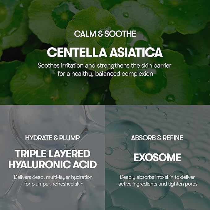 VT COSMETICS Cica-Exosome Moisture Mask 20 Sheets, Centella Asiatica & Hyaluronic Acid with Exosomes for Deep Hydration & Calming, Biodegradable Vegan Sheets, Korean Face Mask