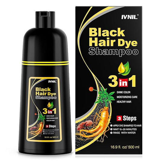 Ivnil 黒髪染めシャンプー 3 in 1 半永久染毛剤 女性＆男性用 白髪隠し 天然ハーブ成分配合 シャンプー パラ ピンタール エル カベージョ