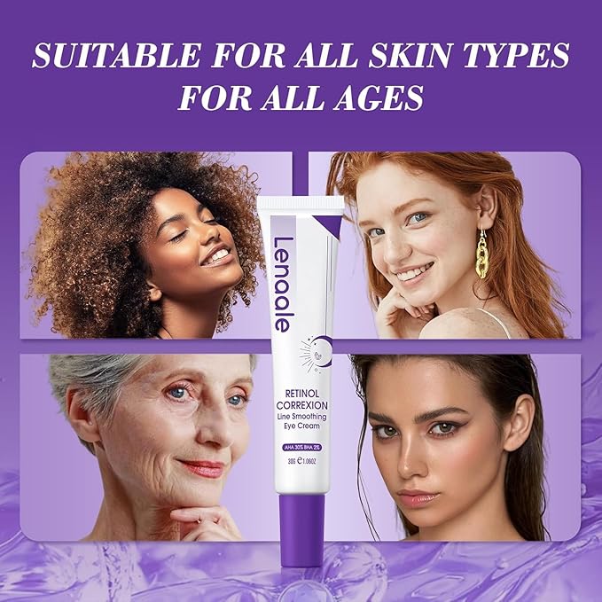 Eye Cream, Retinol Eye Cream for Dark Circles, Puffiness Anti Aging, With Hyaluronic Acid, Peptides, Caffeine Reduces Bags, Smooths Wrinkles & Fine Lines, Dark Circles Under Eye Treatment