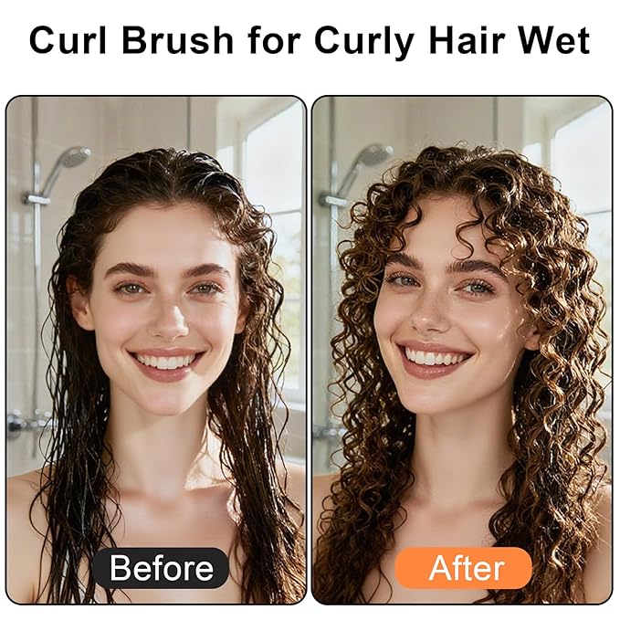 Curly Hair Brush, Curl Defining Brush with Soft Boar Bristles Detangling Tangled Glides, Wide-Teeth Design Effortlessly Shaping & Defining Curls (Black)