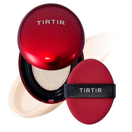 [*ミニサイズ*] TIRTIR マスクフィットレッドクッションファンデーション | フルカバー、軽いつけ心地、肌にフィット、サテングロウフィニッシュ、韓国コスメBBファンデーション、ビューティー、タトゥーカバーアップ、調整可能なカバー力 (#10C Shell, 0.15 Fl Oz)