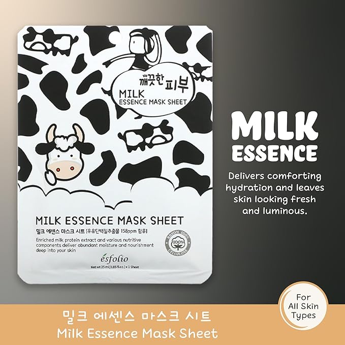 esfolio Pure Skin Milk Essence – Hydrating & Nourishing Korean Face Essence for Soft, Radiant Skin – Lightweight, Fast-Absorbing, Moisturizing Formula for All Skin Types (Pack of 10)