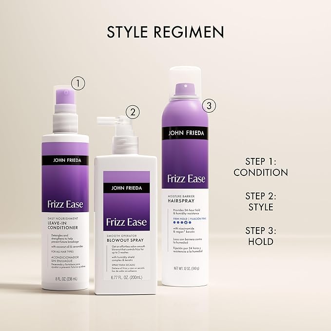 John Frieda Frizz Ease Daily Nourishment Leave-In Conditioner, Anti-Frizz Leave-in Conditioner for Curly Hair and Straight Hair, 8 Fl Oz