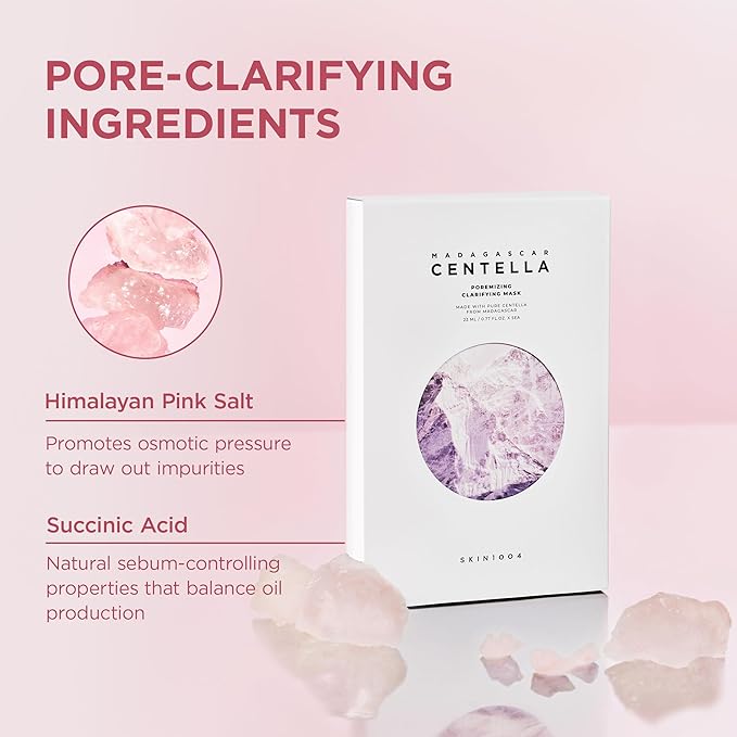 SKIN1004 Poremizing Clarifying Mask, Face Mask Skincare for Pore Elasticity, Pore Minimizer for face, Gentle Exfoliating Sheet Mask for Sebum & Impurities, Korean Skin Care, 0.84 fl oz / 23ml * 5ea