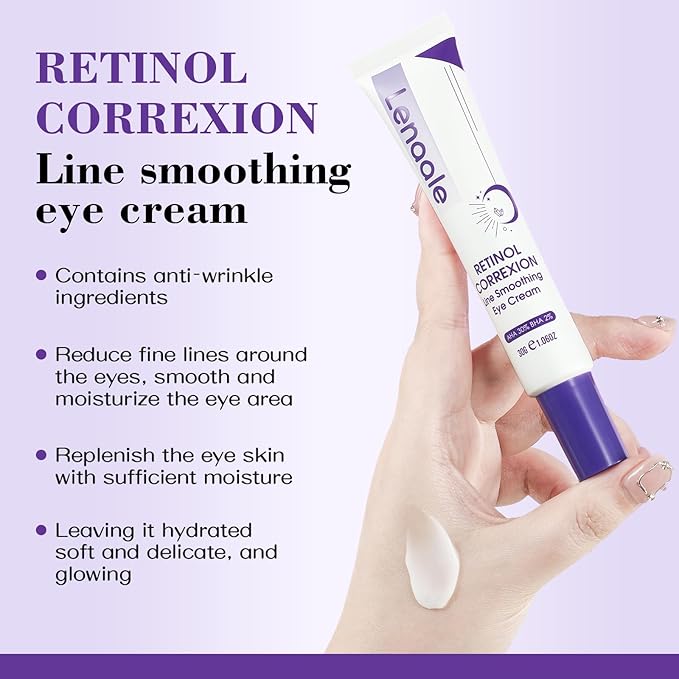 Eye Cream, Retinol Eye Cream for Dark Circles, Puffiness Anti Aging, With Hyaluronic Acid, Peptides, Caffeine Reduces Bags, Smooths Wrinkles & Fine Lines, Dark Circles Under Eye Treatment, 2Pack