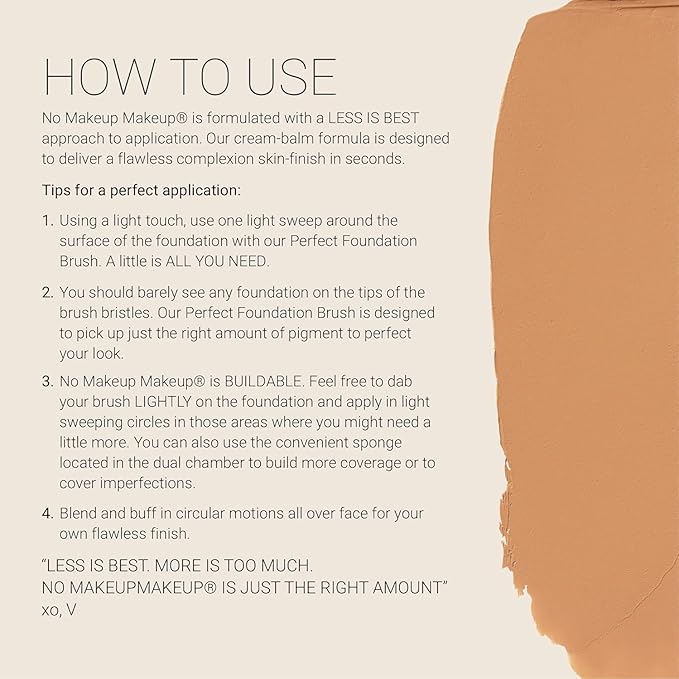 No Makeup Makeup Foundation, Weightless Cream-Balm Formula Conceals, Corrects and Camouflages with Skin-Tone Adaptive Flexshade Technology, Buildable, Long-Lasting, Cruelty-Free, Vegan, Tan