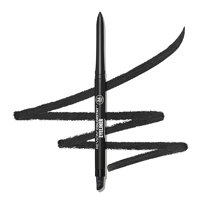 REVLON カラーステイ ペンシルアイライナー ウォータープルーフ、スマッジプルーフ、シャープナー内蔵、パッケージは異なる場合があります、201 ブラック、0.01 oz
