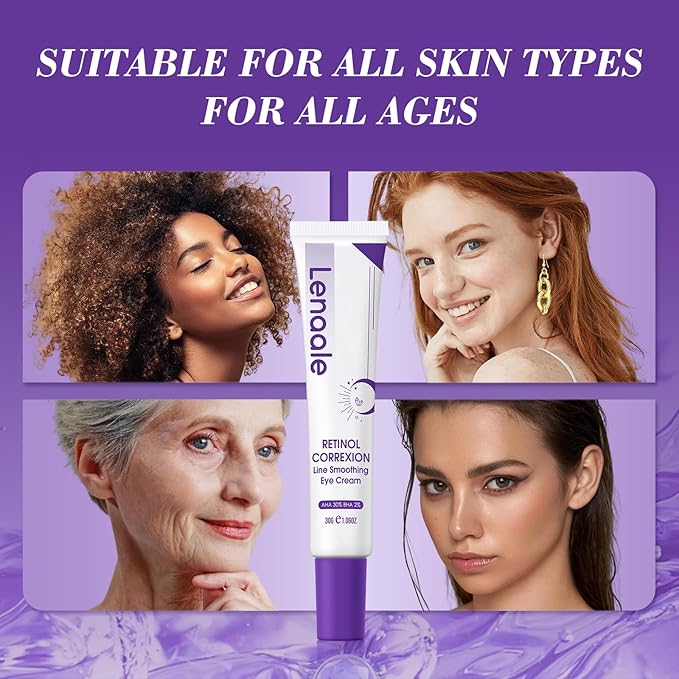 Eye Cream, Retinol Eye Cream for Dark Circles, Puffiness Anti Aging, With Hyaluronic Acid, Peptides, Caffeine Reduces Bags, Smooths Wrinkles & Fine Lines, Dark Circles Under Eye Treatment, 2Pack