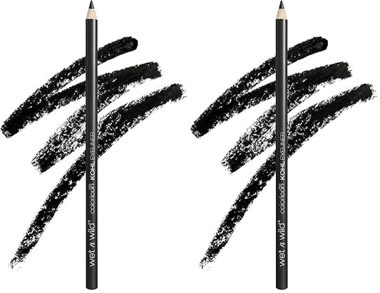 wet n wild カラーアイコン コールアイライナーペンシル – 豊かな高発色、なめらかなクリーミーな使い心地、長時間持続するマットな仕上がり、多用途、クルエルティフリー – Baby's Got Black, (2個パック)