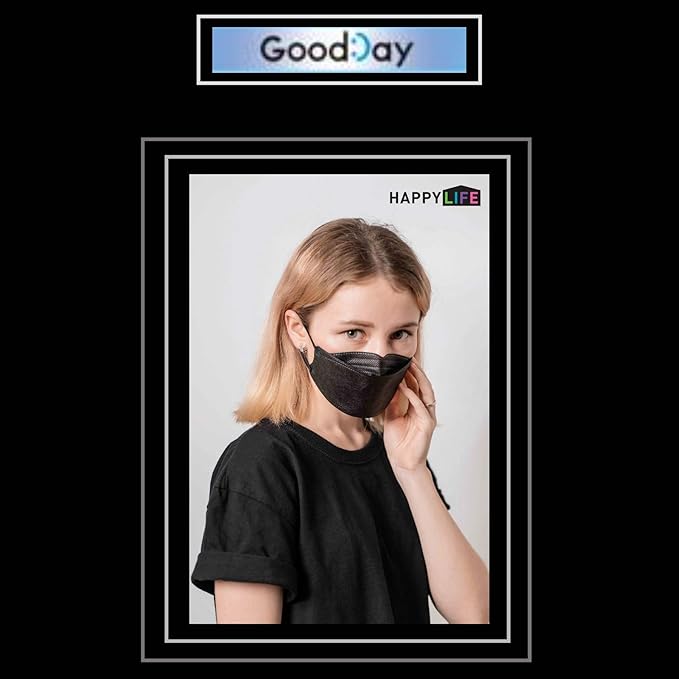[Happy Life] Premium 3D Black KF94 Face Mask, Good Day, Individual Pack Made in Korea (6)