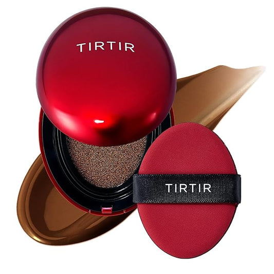 [*ミニサイズ*] TIRTIR マスクフィットレッドクッションファンデーション | フルカバー、軽いつけ心地、肌にフィット、サテングロウフィニッシュ、韓国コスメBBファンデーション、ビューティー、タトゥーカバー、ビルダブル（#47N エボニー, 0.15液量オンス）