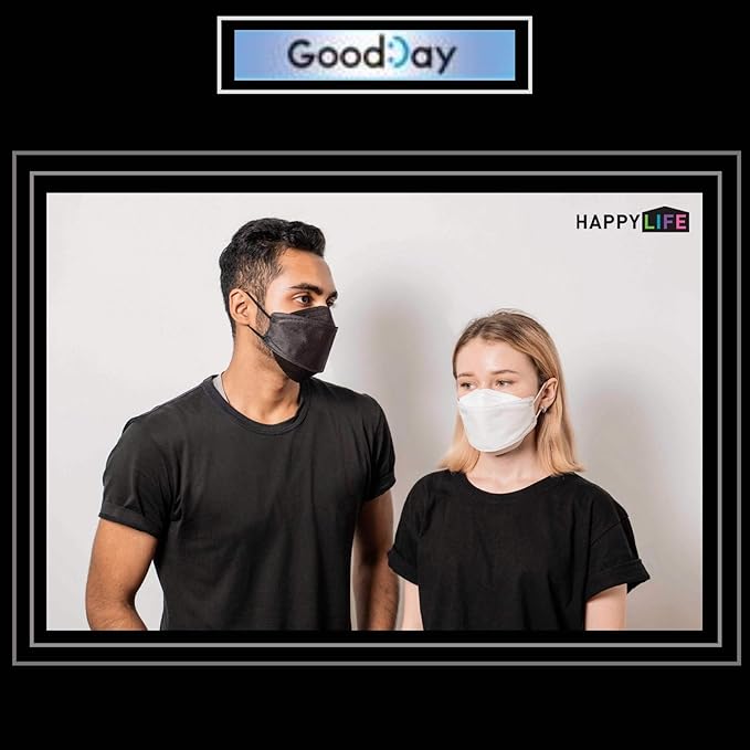 [Happy Life] Premium 3D Black KF94 Face Mask, Good Day, Individual Pack Made in Korea (6)