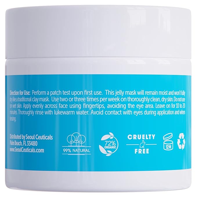 SeoulCeuticals Korean Skin Care Hyaluronic Acid Jelly Face Mask – Rice Bran + Vit B5 + Rosehip Anti Aging K Beauty Skincare for Plump Glowing Skin 2oz