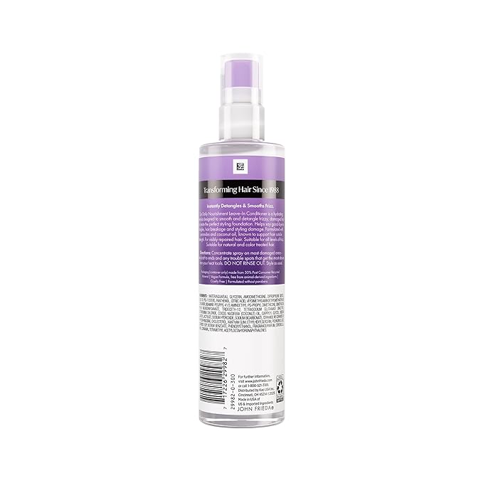 John Frieda Frizz Ease Daily Nourishment Leave-In Conditioner, Anti-Frizz Leave-in Conditioner for Curly Hair and Straight Hair, 8 Fl Oz