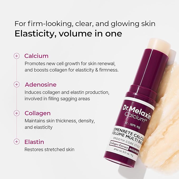 Dr.Melaxin Calcium Multi Balm Stick, Collagen & Elastin Wrinkle Stick, All-in-One Hydrating Balm, Eye & Neck Balm, Makeup Base & Face Moisture Balm, Korean Skincare, 0.31 oz