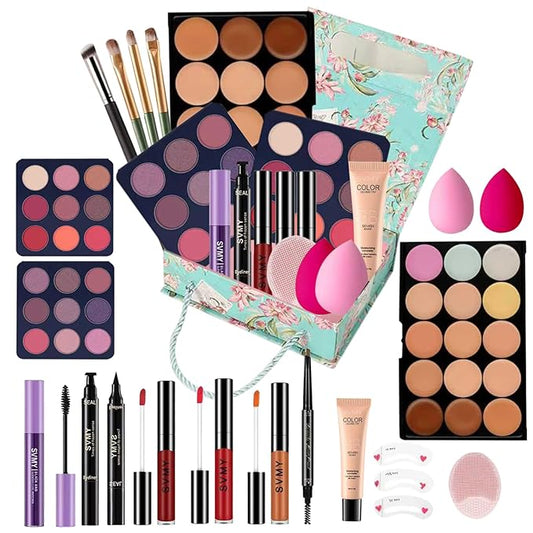 Makeup Kit for Teens Set For Women Festival Makeup Kits Makeup Sets Gift For Teens Girls Gift Travel Makeup Set Eyeshadow Palette Foundation Concealer Lipgloss
