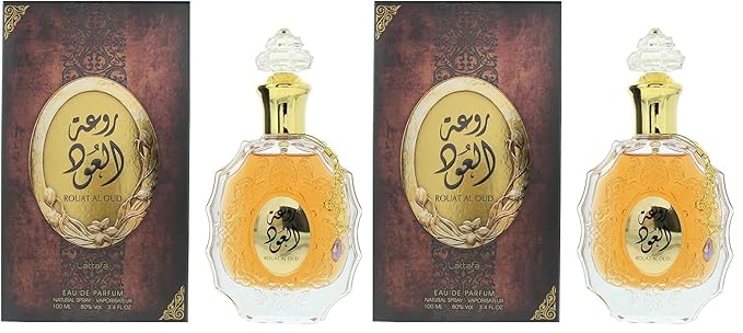 Lattafa Rouat Al Oud for Unisex Eau de Parfum Spray, 3.4 Ounce (Pack of 2)