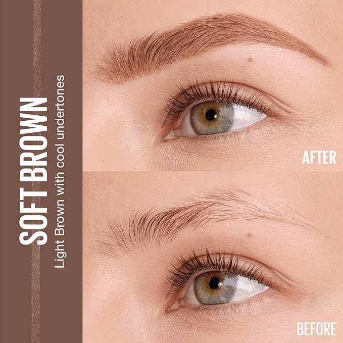 Maybelline Brow Ultra Slim Defining Brow Pencil + Brow Fast Sculpt Brow Gel Makeup Bundle, Includes 1 Soft Brown Eyebrow Pencil and 1 Clear Eyebrow Gel
