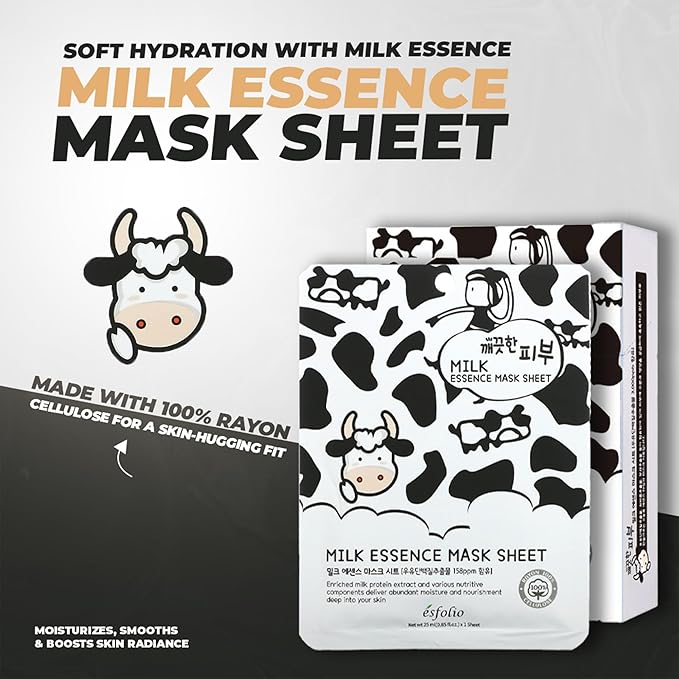 esfolio Pure Skin Milk Essence – Hydrating & Nourishing Korean Face Essence for Soft, Radiant Skin – Lightweight, Fast-Absorbing, Moisturizing Formula for All Skin Types (Pack of 10)