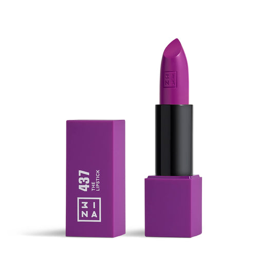 3INA MAKEUP - ヴィーガン - クルエルティフリー - ザ リップスティック 437 - パープル リップスティック - 5時間持続 - 高発色 - マット - バニラの香り - マグネットキャップ付きリップスティック