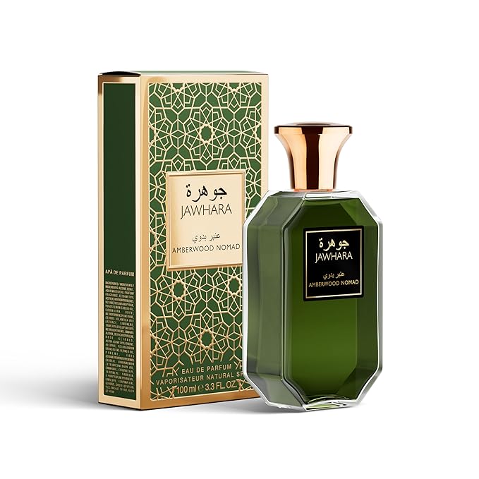 ジャワラ アンバーウッド ノマド | アンバー系フゼア オードパルファム 100ml | カルダモン、レザー、シダーウッド、リッチアンバーの香り | ロングラスティング | 日常使い | TSA準拠 | 男性向けスパイシーフレグランス
