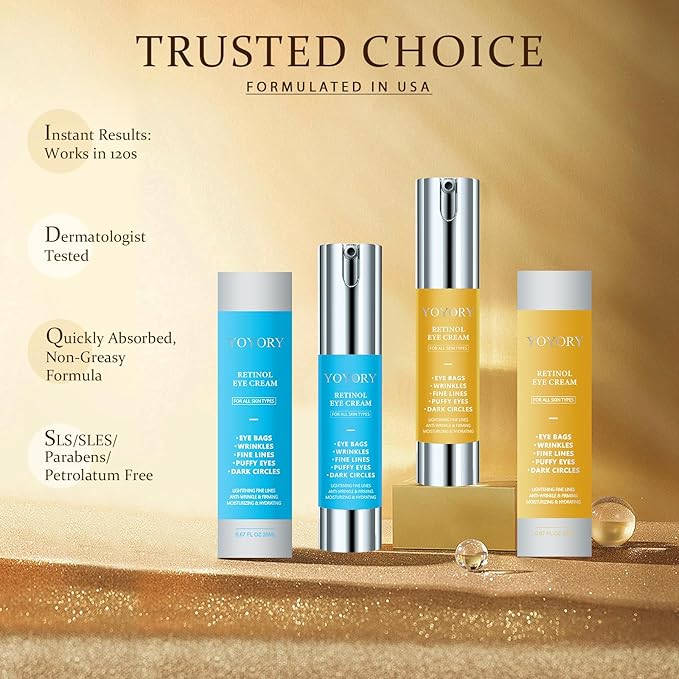 Retinol Under Eye Cream - Anti-Aging Eye Cream for Dark Circles and Puffiness, Eye Bags, Wrinkles Fine Lines Skin Care Treatment Hydrates & Lifts Valentine's day gifts (20ml)