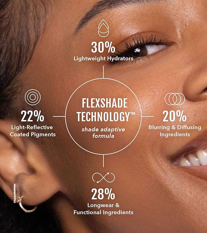 No Makeup Makeup Foundation, Weightless Cream-Balm Formula Conceals, Corrects and Camouflages with Skin-Tone Adaptive Flexshade Technology, Buildable, Long-Lasting, Cruelty-Free, Vegan, Tan