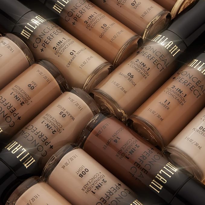 Milani Conceal + Perfect 2-in-1 Foundation + Concealer for a Flawless Complexion, Under Eye Corrector, Cover Redness and Imperfections, Waterproof and Sweatproof - 01A-Creamy Nude