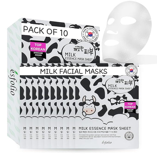 esfolio Pure Skin Milk Essence – Hydrating & Nourishing Korean Face Essence for Soft, Radiant Skin – Lightweight, Fast-Absorbing, Moisturizing Formula for All Skin Types (Pack of 10)