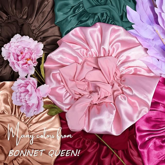 Bonnet Queen Silk Bonnet Satin Bonnet with Tie Band Hair Bonnet for Sleeping Night Sleep Hat for Women