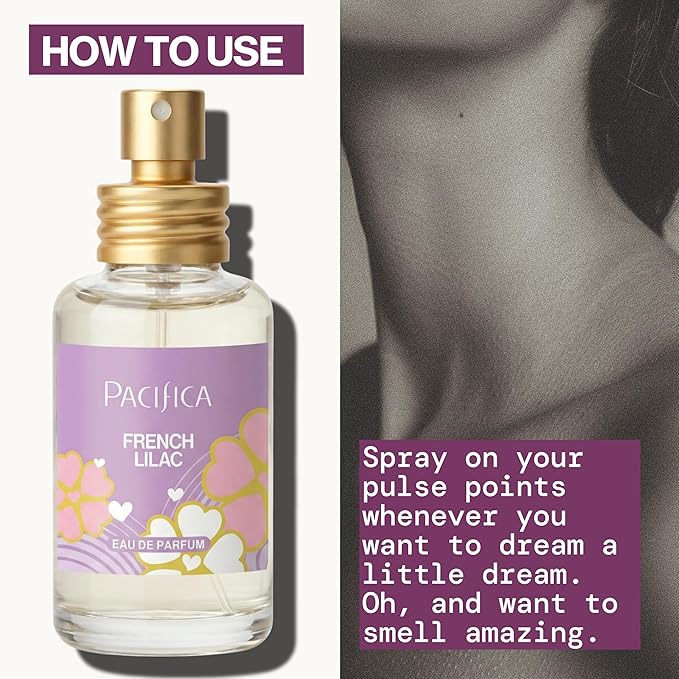Pacifica French Lilac Spray Perfume – Clean Vegan Floral Fragrance for Women, Fresh-Cut Lilac & Powdery Magnolia Notes, Long-Lasting Romantic Spring Scent, 1 oz
