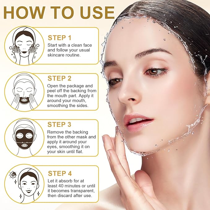 Snail Mucin Glass Glow Hydrogel Mask、コラーゲンフェイスマスク スキンケア、コラーゲンナイトラッピングマスク、韓国フェイスマスク スキンケア (8枚)