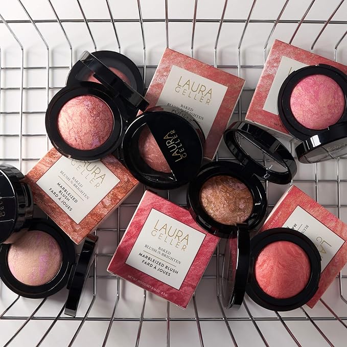 LAURA GELLER NEW YORK Baked Blush-n-Brighten Marbleized Blush - Sunswept - Creamy Lightweight - Satin Finish (Pack of 2)