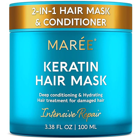 MAREE ディープコンディショニングヘアマスク – ダメージヘア・乾燥ヘア用ケラチンヘアトリートメント – くせ毛、細い髪、カラーヘアのリフレッシュ用保湿マスク – マスカリラパラエルカベジョセコ