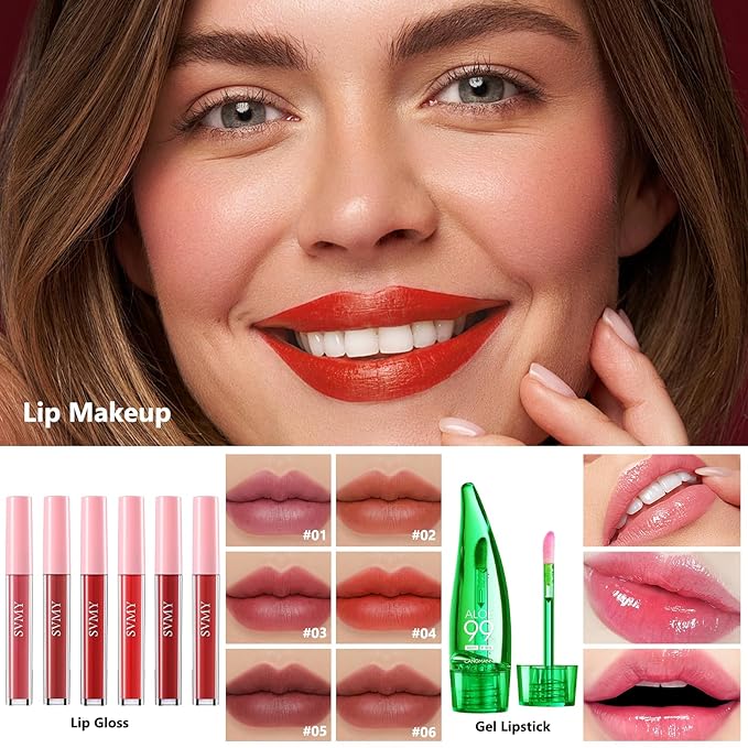 女性用オールインワンメイクアップキット フルセット、コスメギフトセット、ファンデーション、フェイスプライマー、アイシャドウ、コントゥールパレット、リップスティック、アイライナー、マスカラ、コスメブラシセットを含む必須メイクアップバンドル