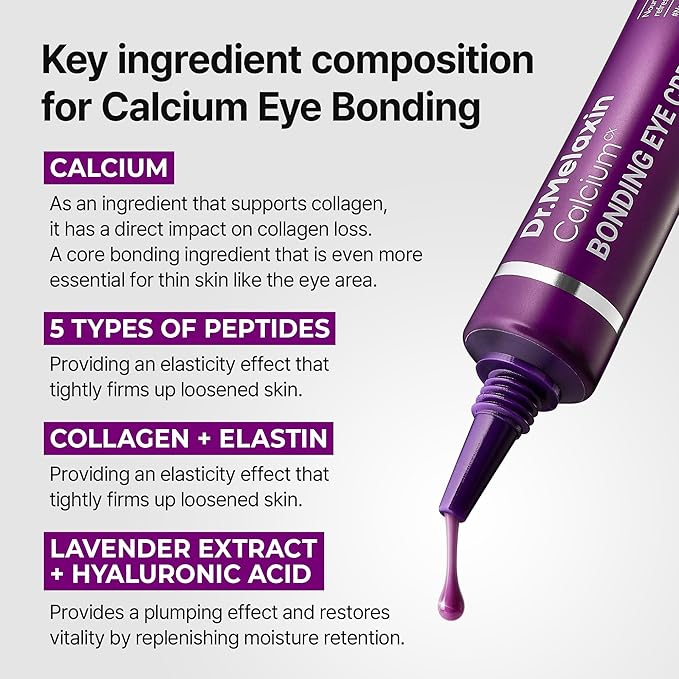 Dr.Melaxin Calcium Bonding Eye Cream with Peptides & Rebornic, Firming Eye Treatment for Wrinkles & Puffy Eyes, Elastin for Dark Circles & Hydrating Care, 0.51 fl.oz