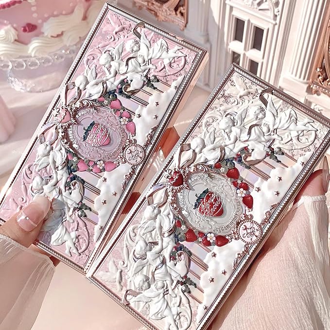 Flower Knows Strawberry Cupid Makeup Palette,Pink Face Makeup with 5 Matte + 2 Shimmer Shades,Blendable Smooth Cute All- In-One Make Up Palette,0.49 Oz(02 Cupid's Mischief)