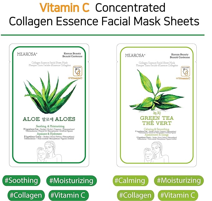 Vitamin C Collagen Firming Essence Face Mask Beauty Facial Mask Sheet Mask Korea Skin Care Premium Quality (8 pack)