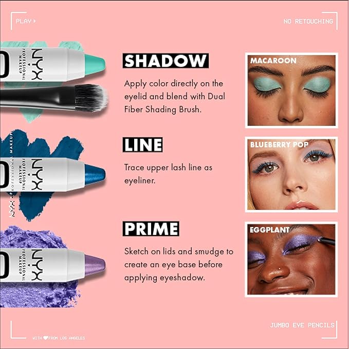 NYX PROFESSIONAL MAKEUP Jumbo Eye Pencil, Blendable Eyeshadow Stick & Eyeliner Pencil - Macaroon (Mint)