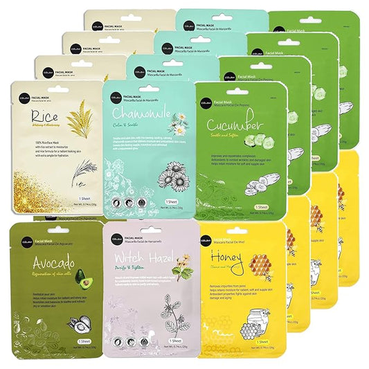 Celavi Essence Facial Face Mask K-Beauty Skincare Korea Skin Care Moisturizing (4 of each) B Set