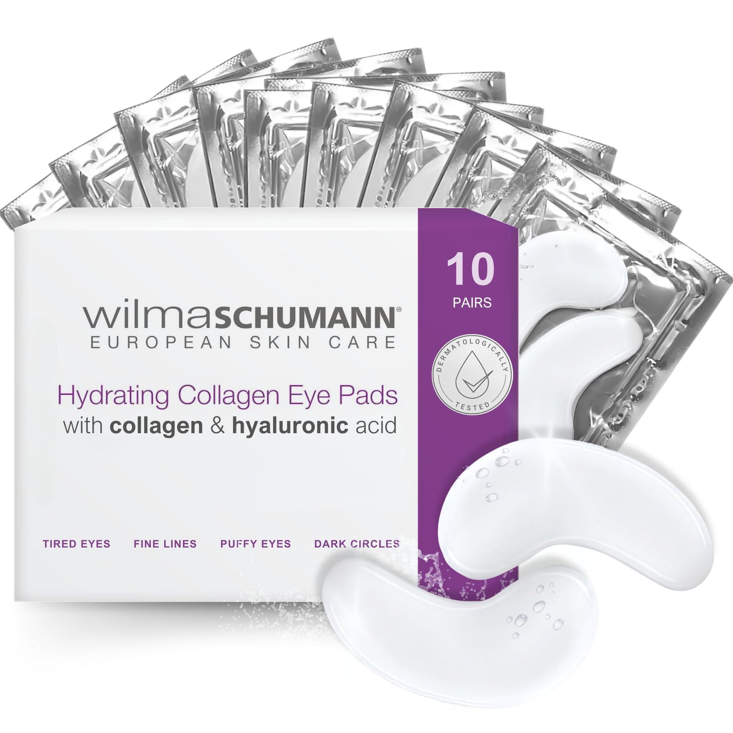 WILMA SCHUMANN Collagen Under Eye Patches Dark Circle & Wrinkles Under Eye Mask Pack of 10